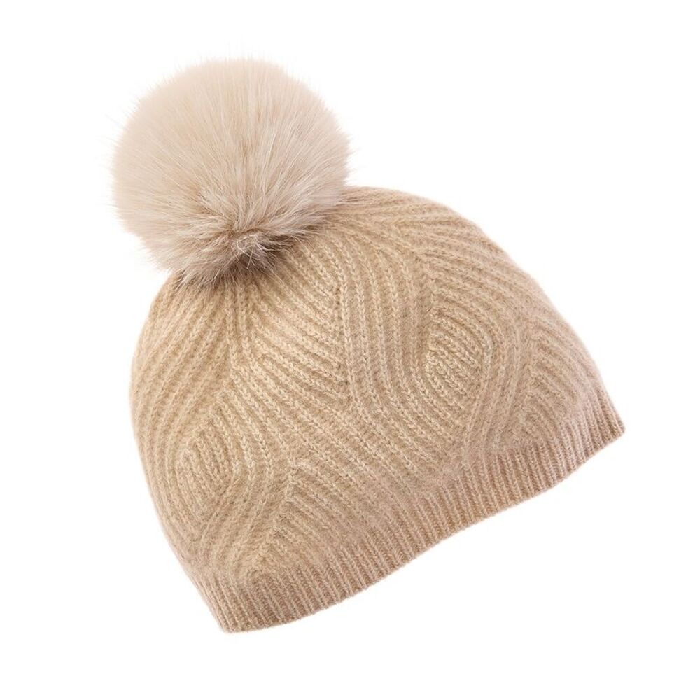 Sofiacashmere Lurex Wave Rib Cashmere Hat, Brown